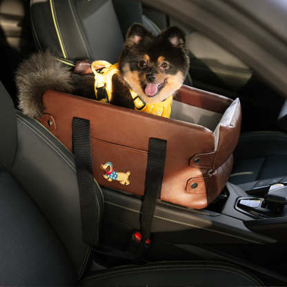 Portable Travel Faux Leather Waterproof Centre Console Pet Car Seat