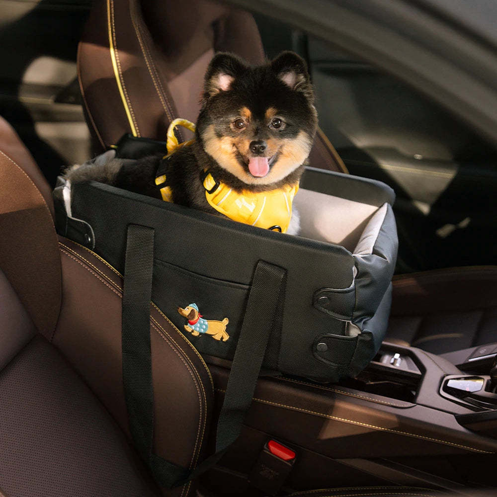 Portable Travel Faux Leather Waterproof Centre Console Pet Car Seat