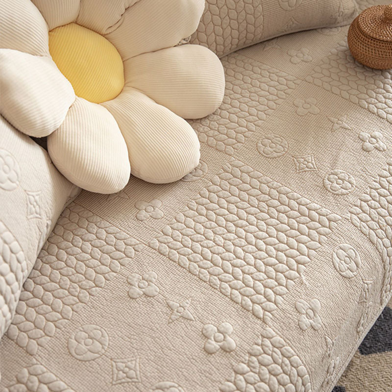 3D Wheat Embroidery Washable Cotton Non-Slip Anti-pet Scratch Sofa Cover