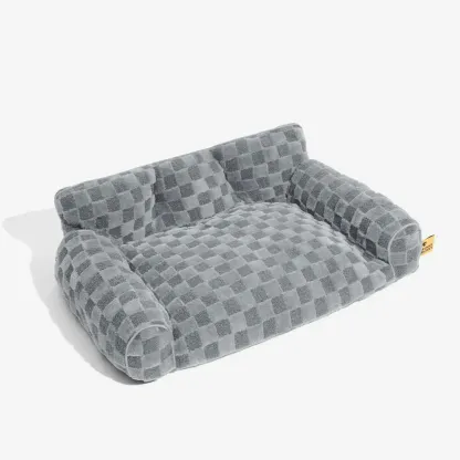 Chequered Fluffy Removable Orthopaedic Dog Bolster Bed – CosyNest