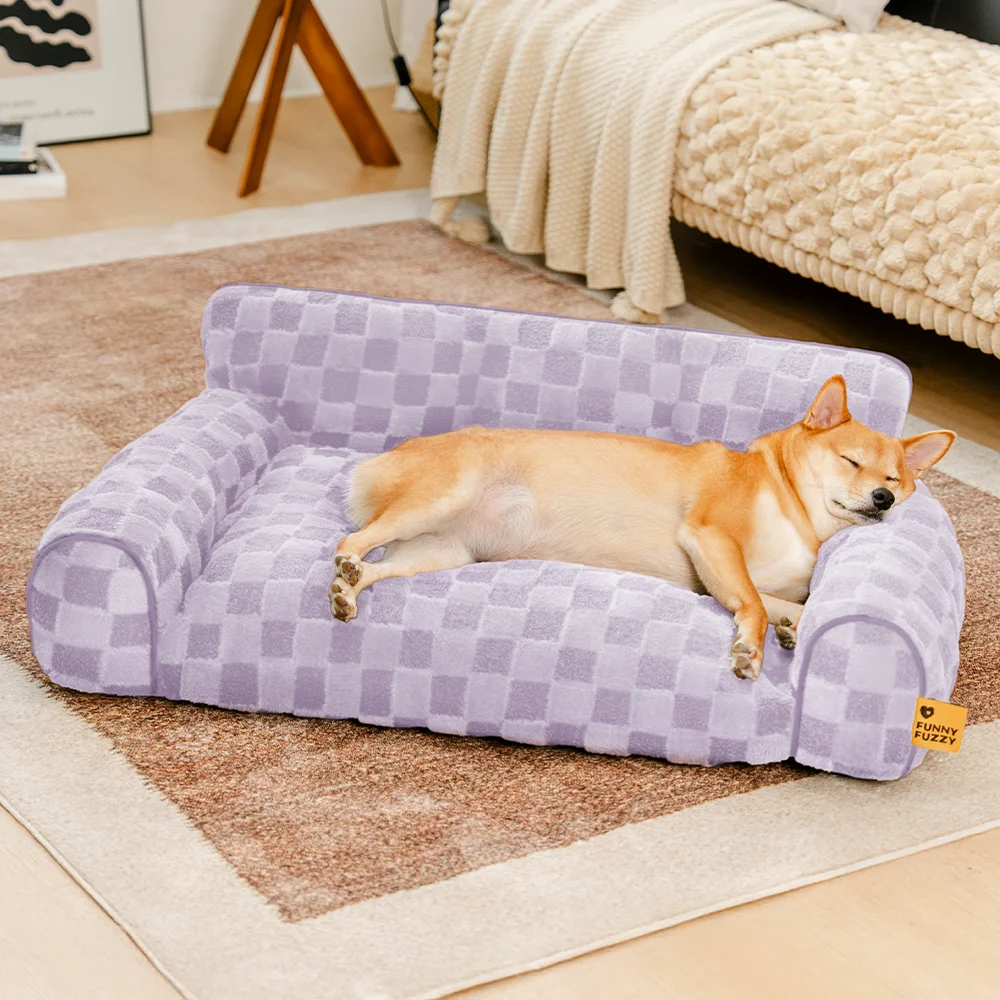 Chequered Fluffy Removable Orthopaedic Dog Bolster Bed – CosyNest