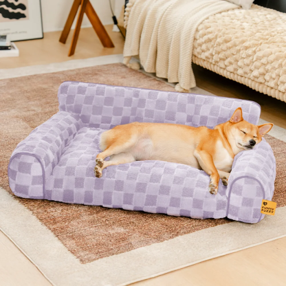 Chequered Fluffy Removable Orthopaedic Dog Bolster Bed – CosyNest