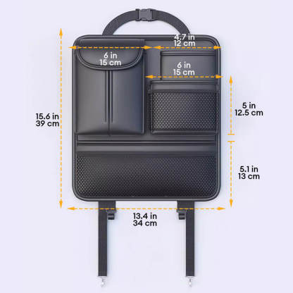 Classic Nappa Leather Car Seat Back Organizer – Sleek & Practical Storage Solution