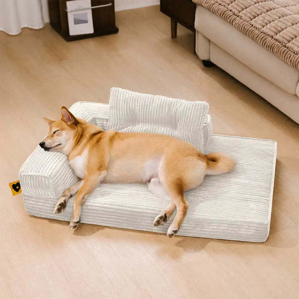 Corduroy Anti-Scratch Removable Orthopaedic Dog Bed with Pillow - ComfySofa