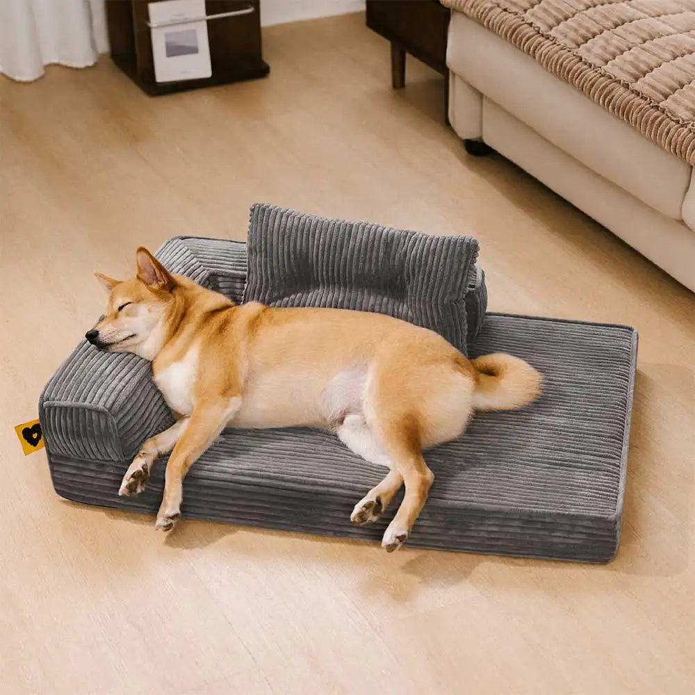 Corduroy Anti-Scratch Removable Orthopaedic Dog Bed with Pillow - ComfySofa