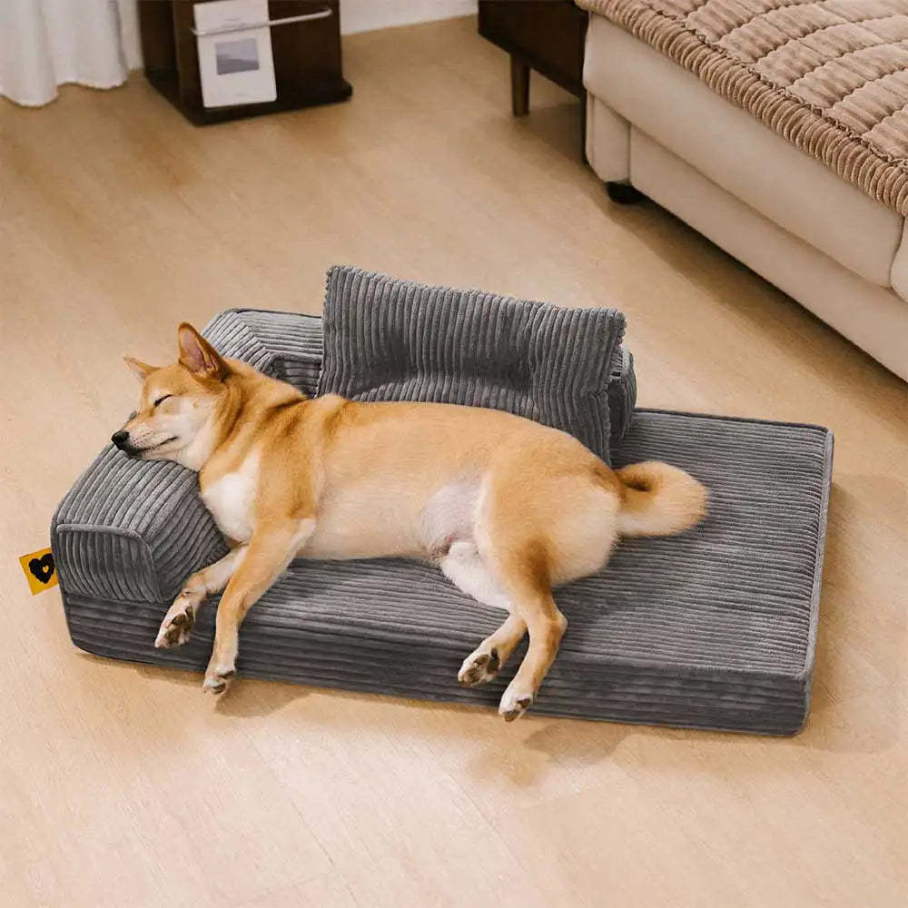 Corduroy Anti-Scratch Removable Orthopaedic Dog Bed with Pillow - ComfySofa