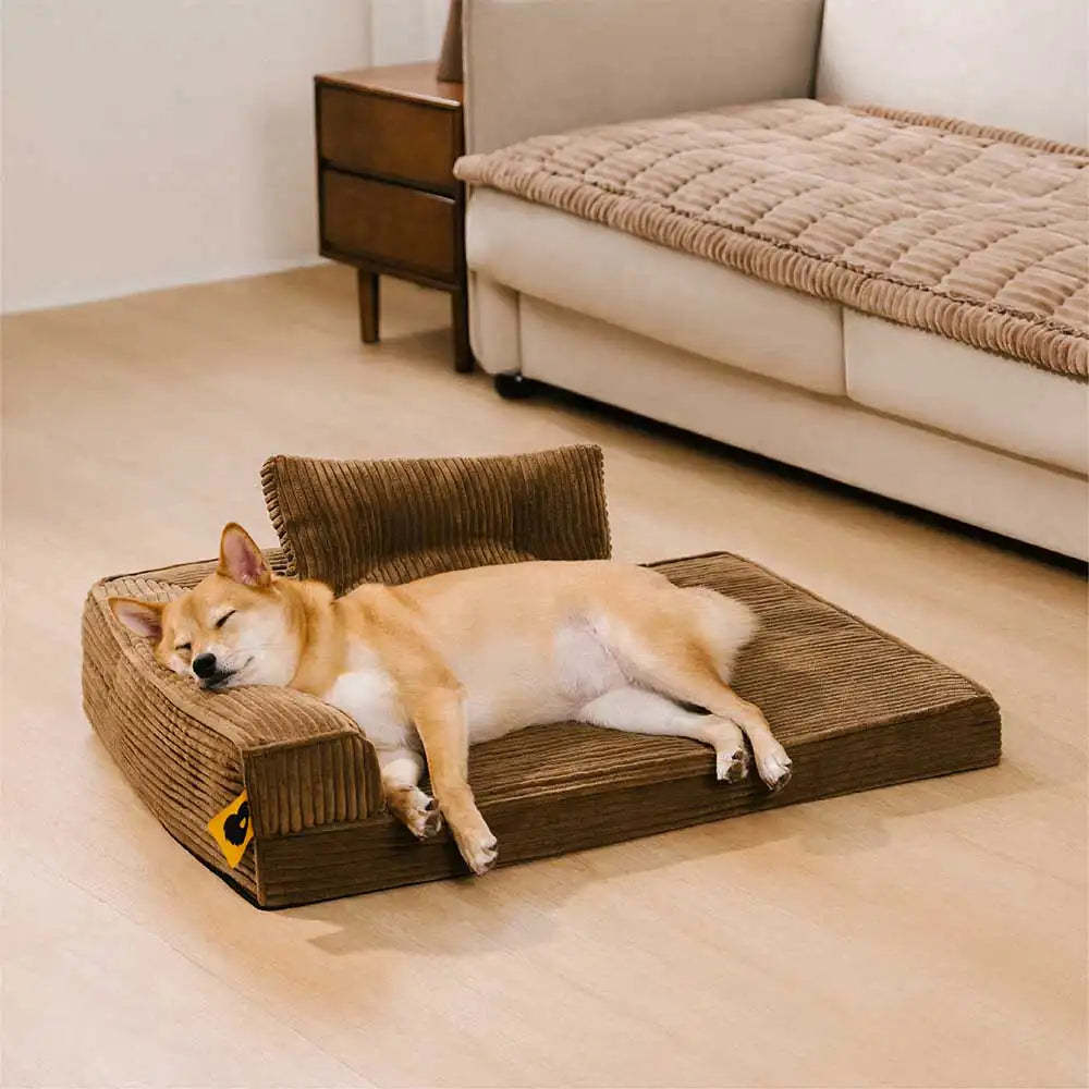 Corduroy Anti-Scratch Removable Orthopaedic Dog Bed with Pillow - ComfySofa