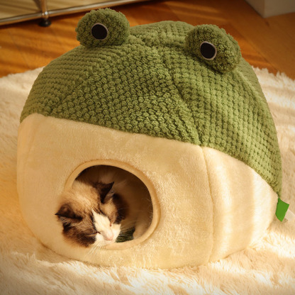 Adorable Frog Shape Wrapped Pet Bed Cat Cave