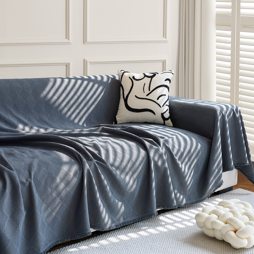 Diamond-Pattern Chenille Cat-Scratch Resistant All-Season Throw Sofa Cover