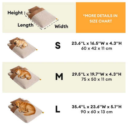 Plush Striped Cave Covered Orthopaedic Dog Bed With Pillow - FluffyWarm