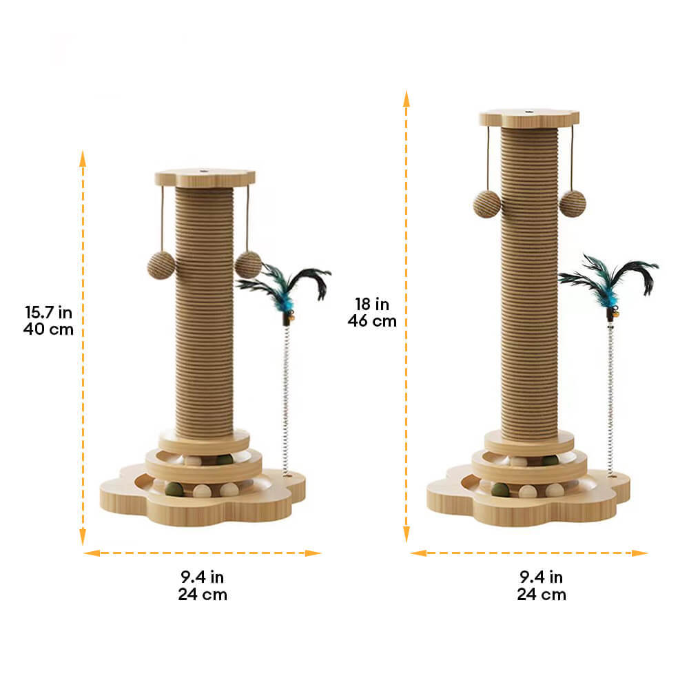Sturdy Cat Scratching Post with Rotating Track and Teaser Ball