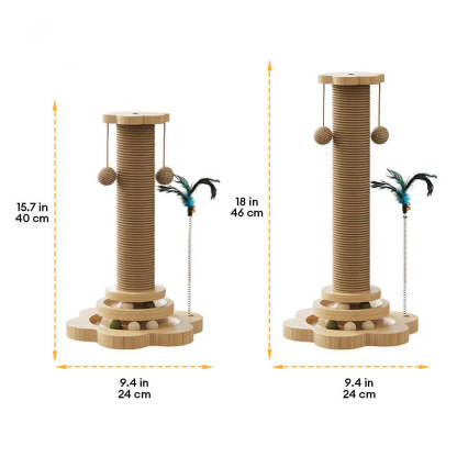 Sturdy Cat Scratching Post with Rotating Track and Teaser Ball