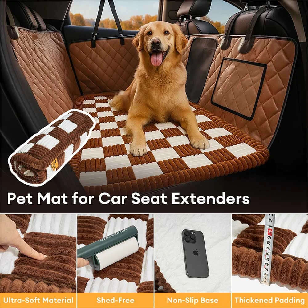 Cosy Plaid Non-Slip Dog Bed Mat for Car Seat Extender