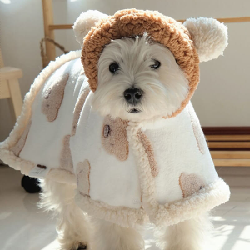 Bear Lamb Fleece Dog Cape Warm Clothing