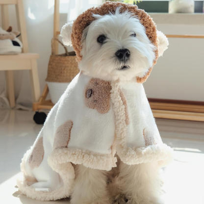 Bear Lamb Fleece Dog Cape Warm Clothing