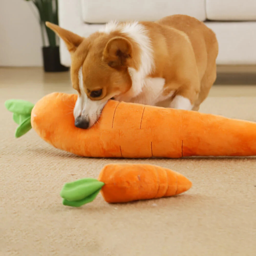 Carrot Squeaky Plush Toy Dog Interactive Toy