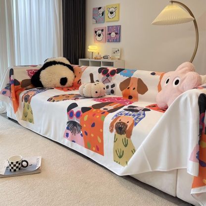 Cartoon Cute Puppy Kitten Breathable Home Decoration Large Throw Sofa Cover