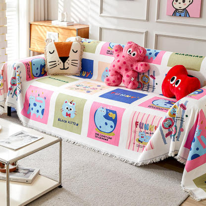 Cartoon Cute Puppy Kitten Breathable Home Decoration Large Throw Sofa Cover