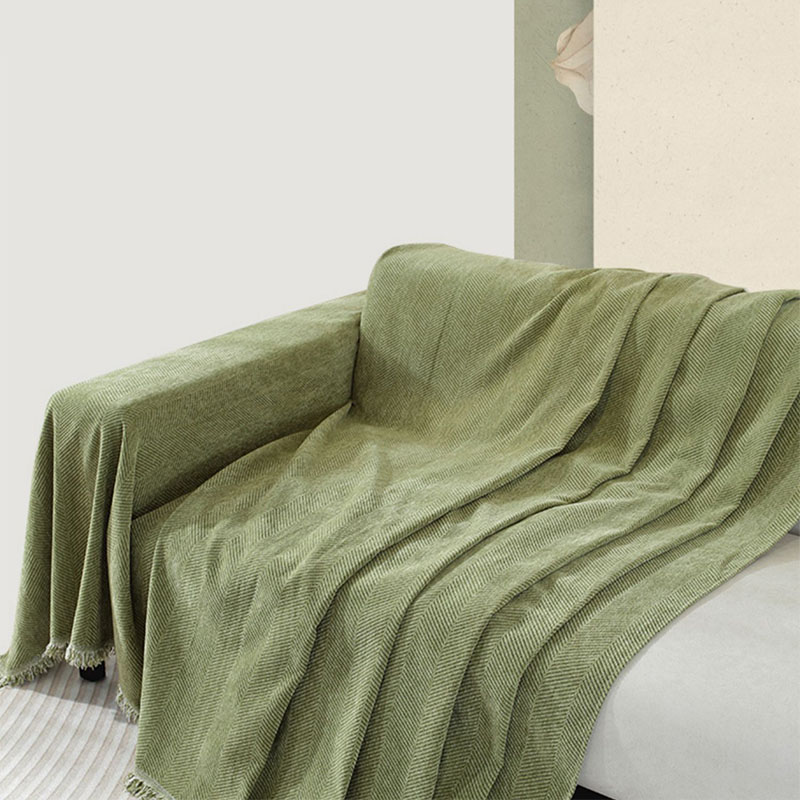 Chenille Blanket Herringbone Tassel Sofa Cover