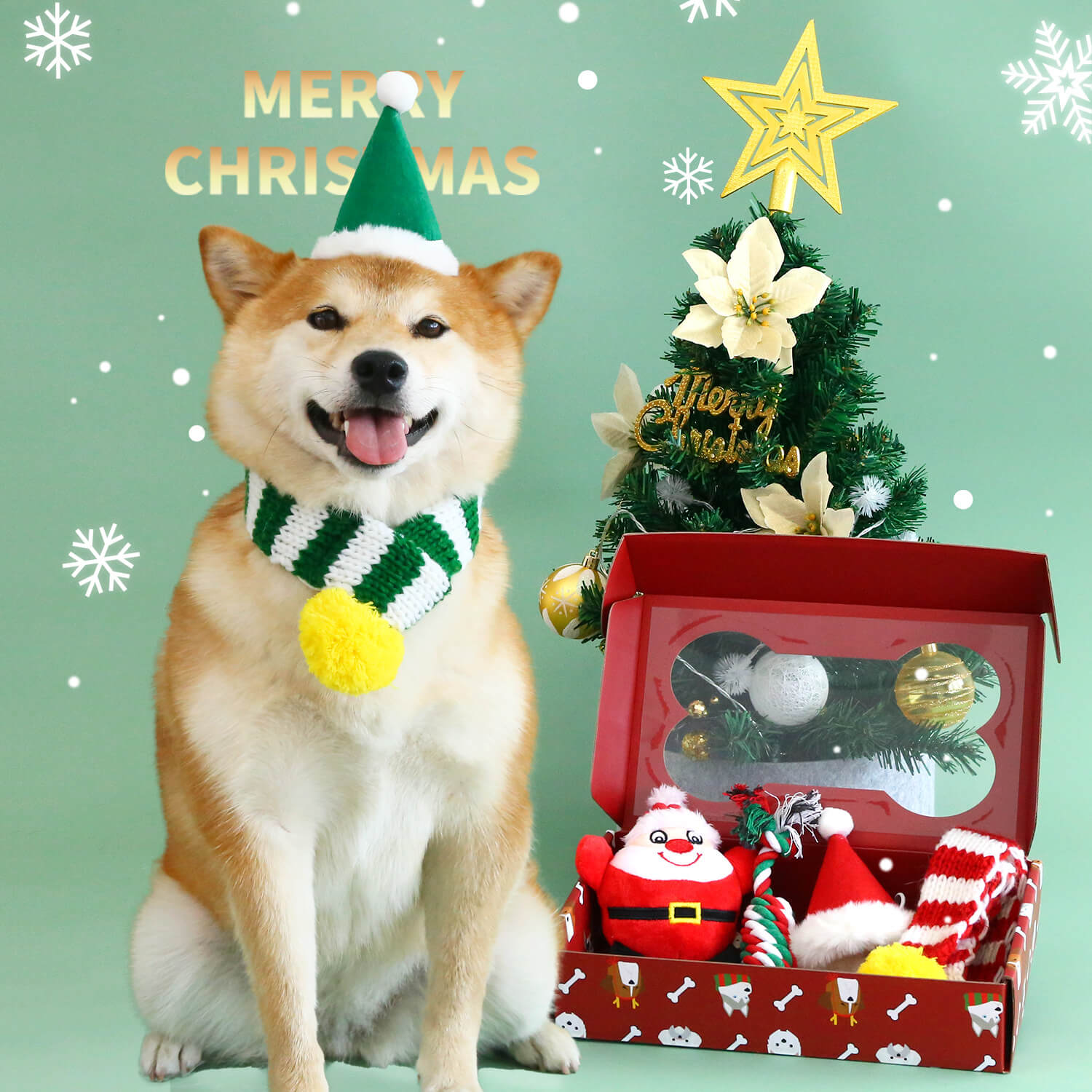 Christmas Fun Doggie Play Set with Hat, Scarf & Toy