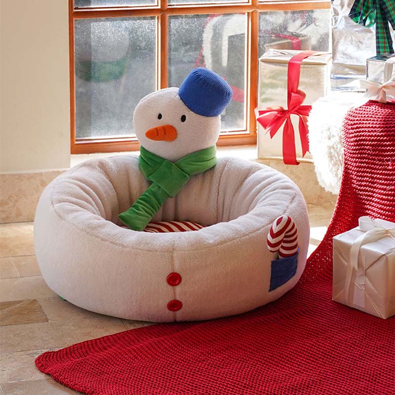 Christmas Snowman Shaped Cosy Cat Bed