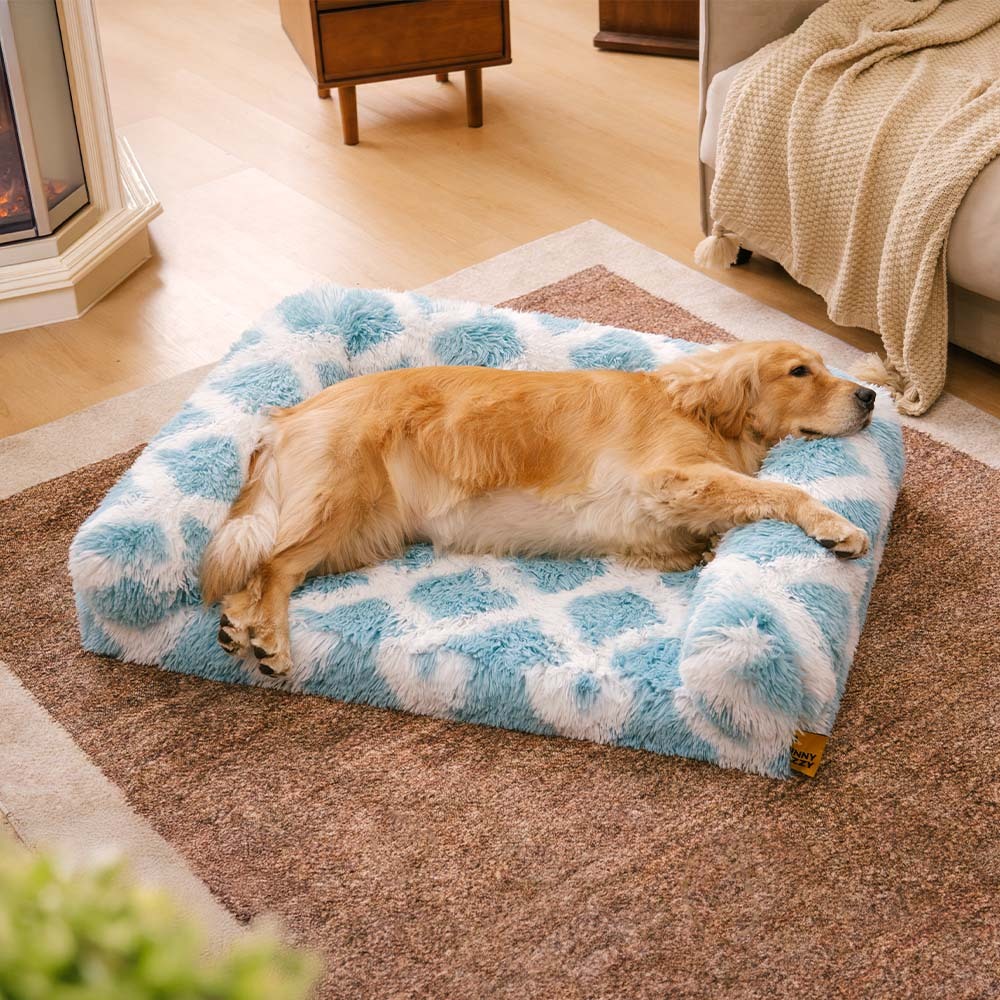 Classic Plaid Orthopaedic Bolster Dog Sofa Bed - Cosy Comfort