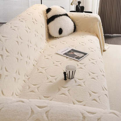 Cream Textured Jacquard Design Sofa Decorative Throw Sofa Cover