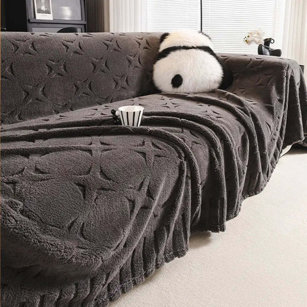 Cream Textured Jacquard Design Sofa Decorative Throw Sofa Cover