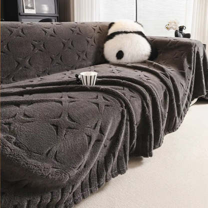 Cream Textured Jacquard Design Sofa Decorative Throw Sofa Cover