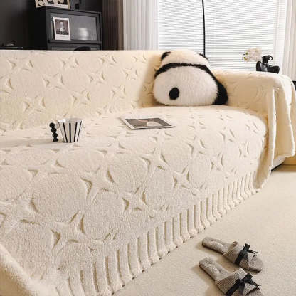 Cream Textured Jacquard Design Sofa Decorative Throw Sofa Cover