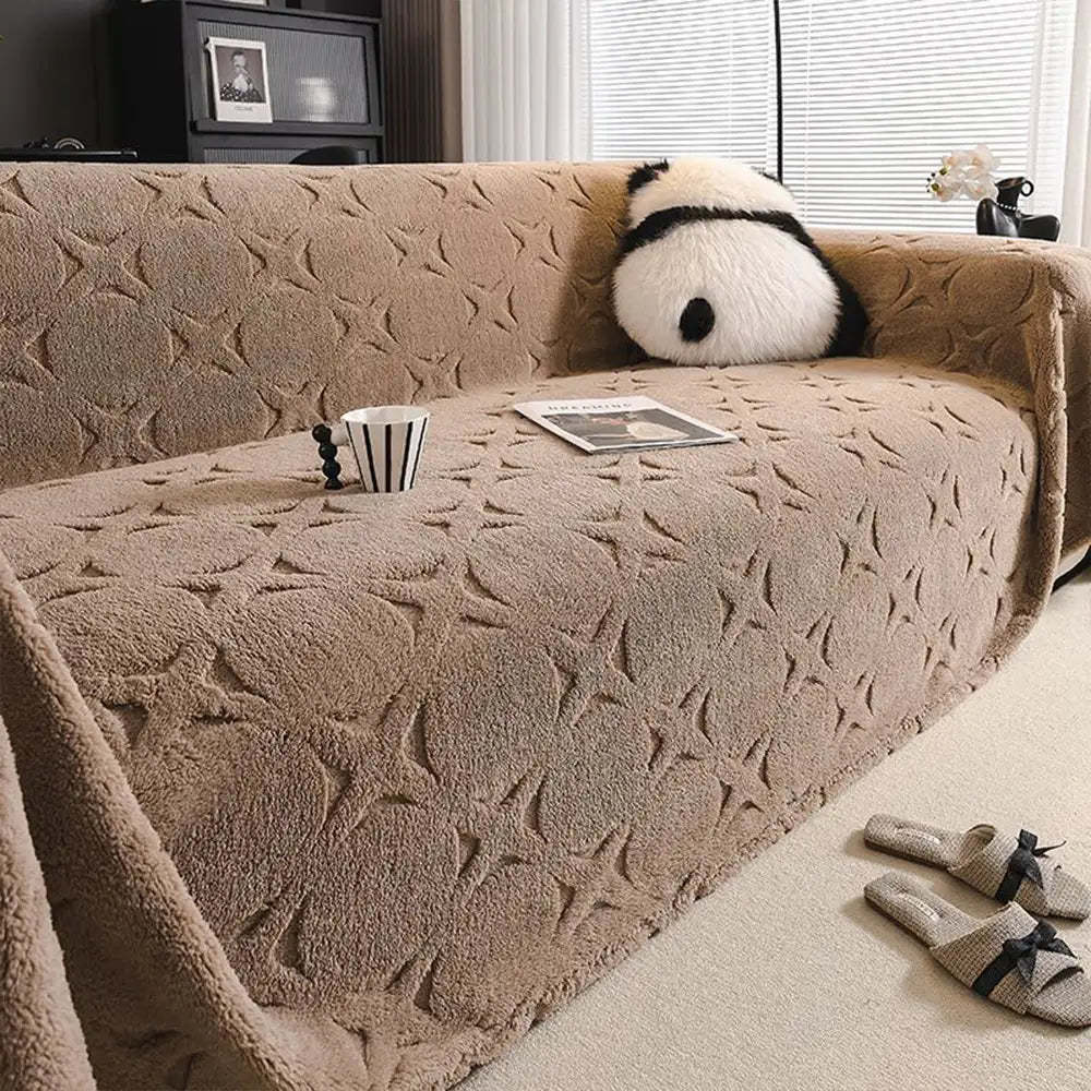 Cream Textured Jacquard Design Sofa Decorative Throw Sofa Cover