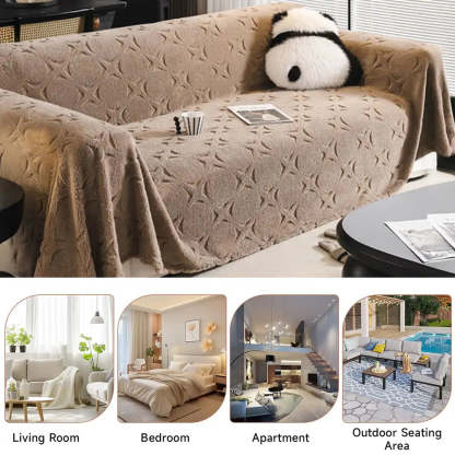 Cream Textured Jacquard Design Sofa Decorative Throw Sofa Cover