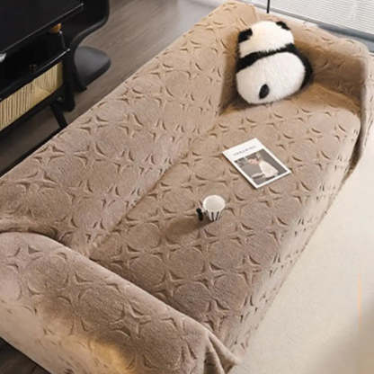 Cream Textured Jacquard Design Sofa Decorative Throw Sofa Cover