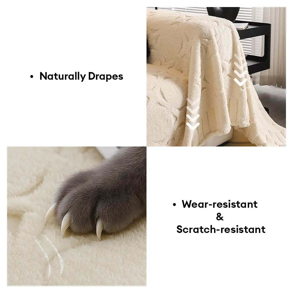 Cream Textured Jacquard Design Sofa Decorative Throw Sofa Cover