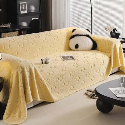 Cream Textured Jacquard Design Sofa Decorative Throw Sofa Cover