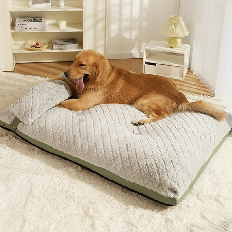Diamond Sponge Large Dog Cushion Bed with Removable Pillow