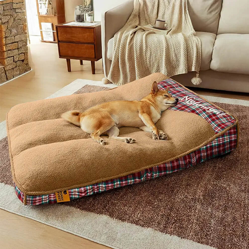 Extra Large Washable Teddy Fluffy Rectangle Dog Bed - Night-night