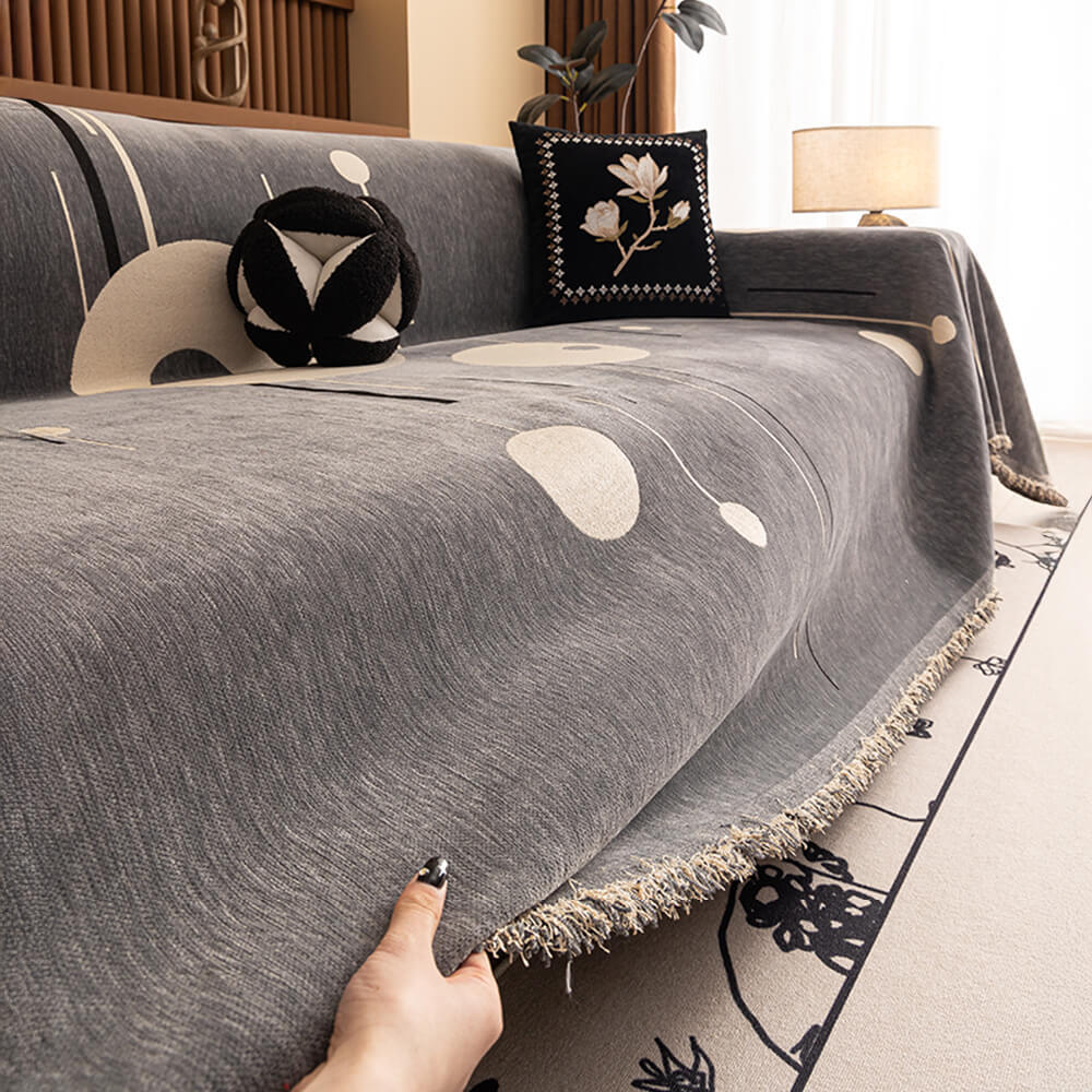 Modern Planet Cup Style Cat-Friendly Chenille Throw Sofa Cover
