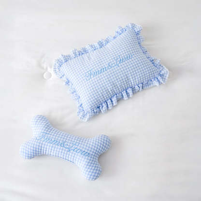 Soft Gingham Washable Dog & Cat Sofa Bed with Pillows