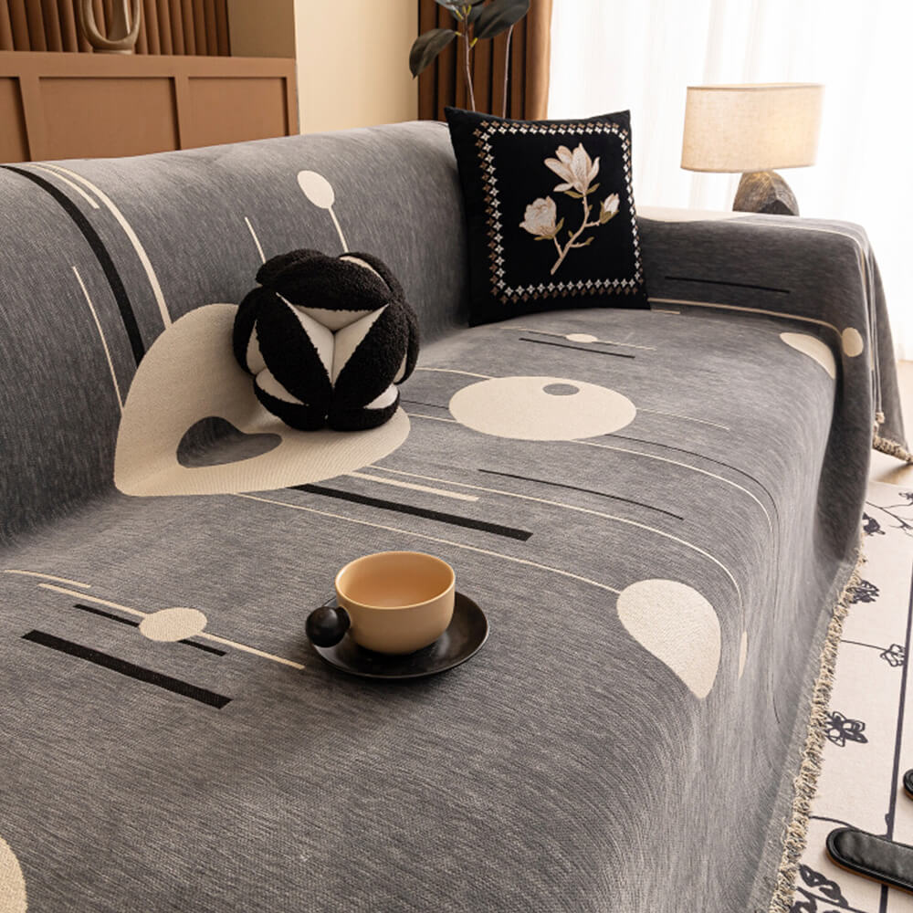 Modern Planet Cup Style Cat-Friendly Chenille Throw Sofa Cover