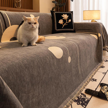 Modern Planet Cup Style Cat-Friendly Chenille Throw Sofa Cover