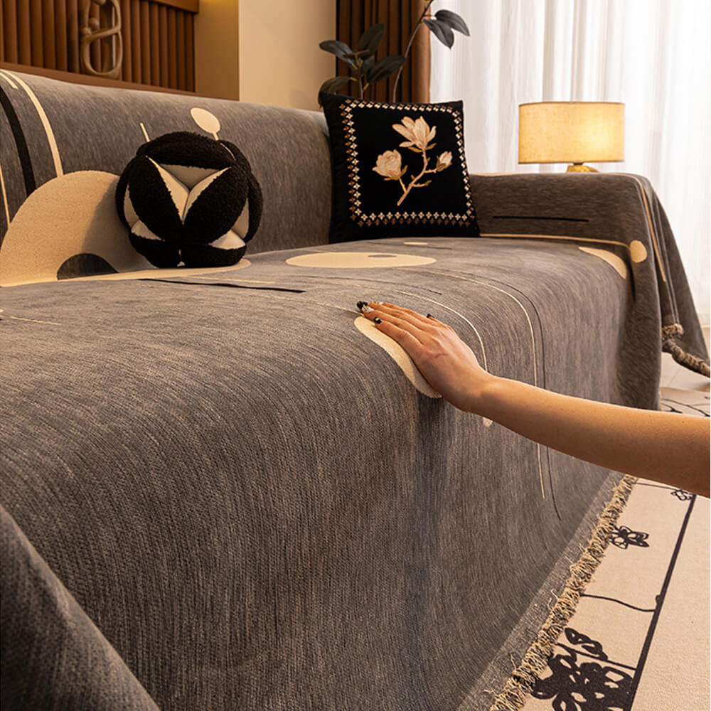 Modern Planet Cup Style Cat-Friendly Chenille Throw Sofa Cover