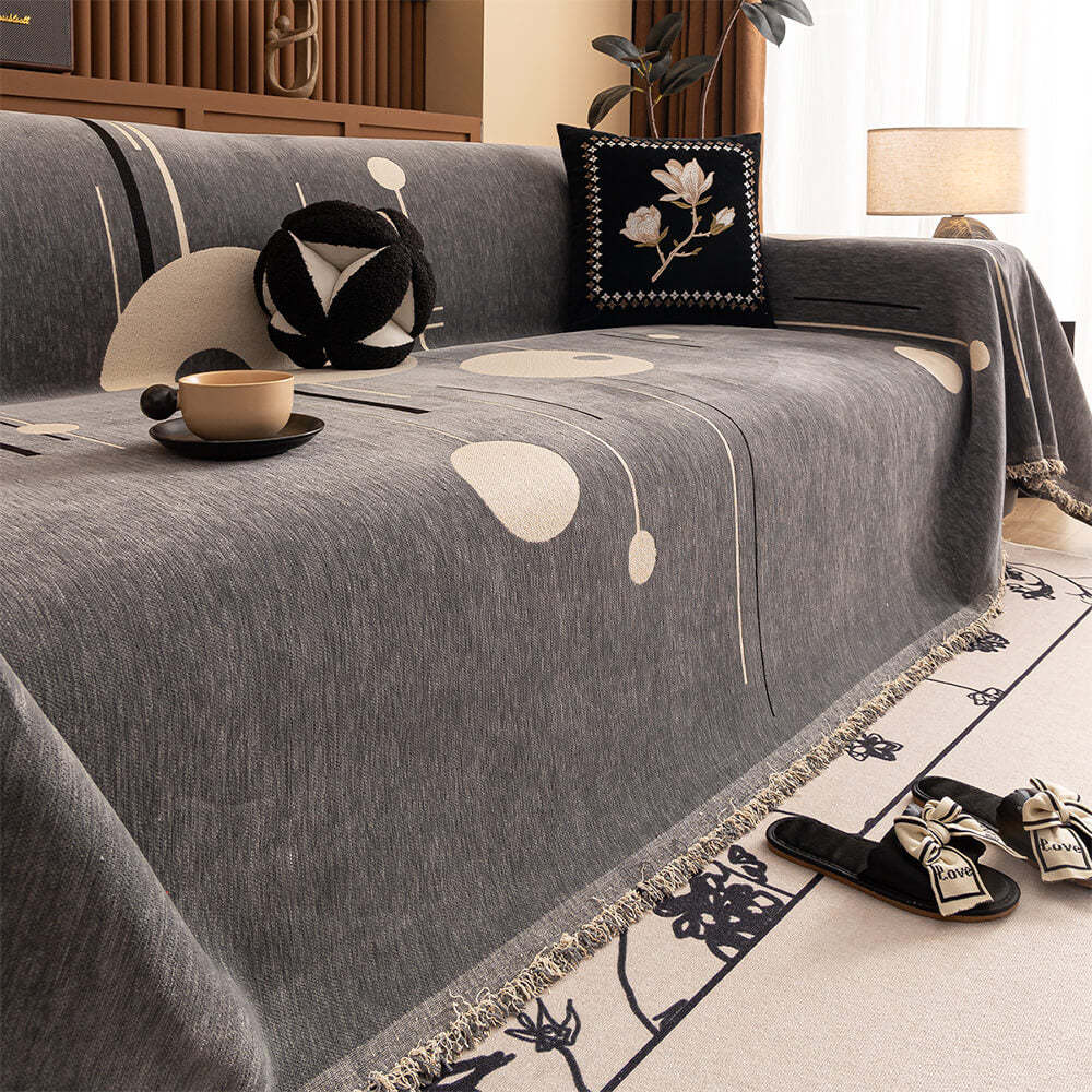 Modern Planet Cup Style Cat-Friendly Chenille Throw Sofa Cover