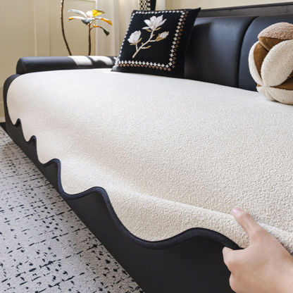 Waterproof Teddy Fleece Non-Slip Straight Sofa Cover
