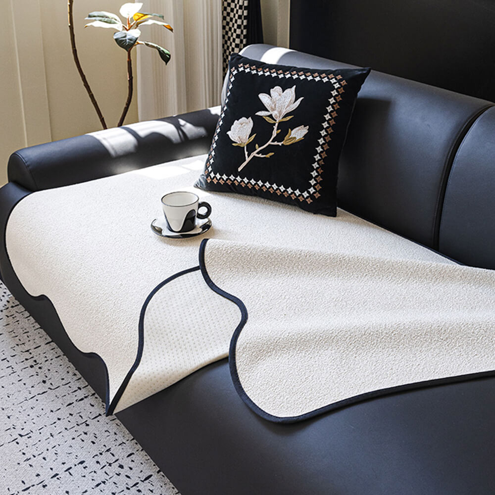 Waterproof Teddy Fleece Non-Slip Straight Sofa Cover