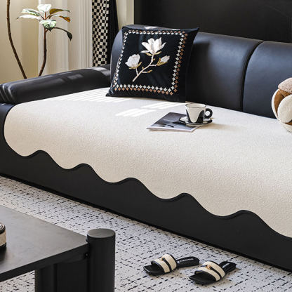 Waterproof Teddy Fleece Non-Slip Straight Sofa Cover