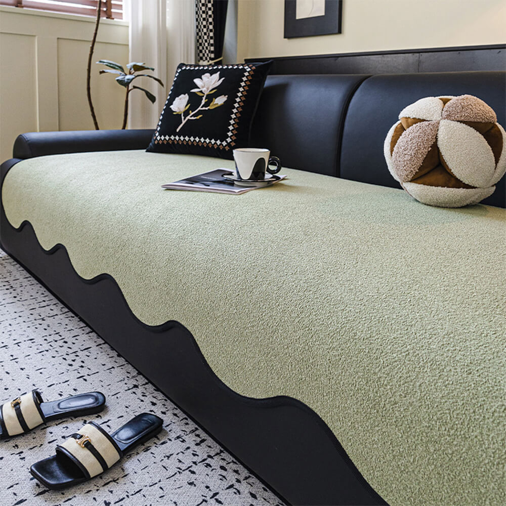 Waterproof Teddy Fleece Non-Slip Straight Sofa Cover