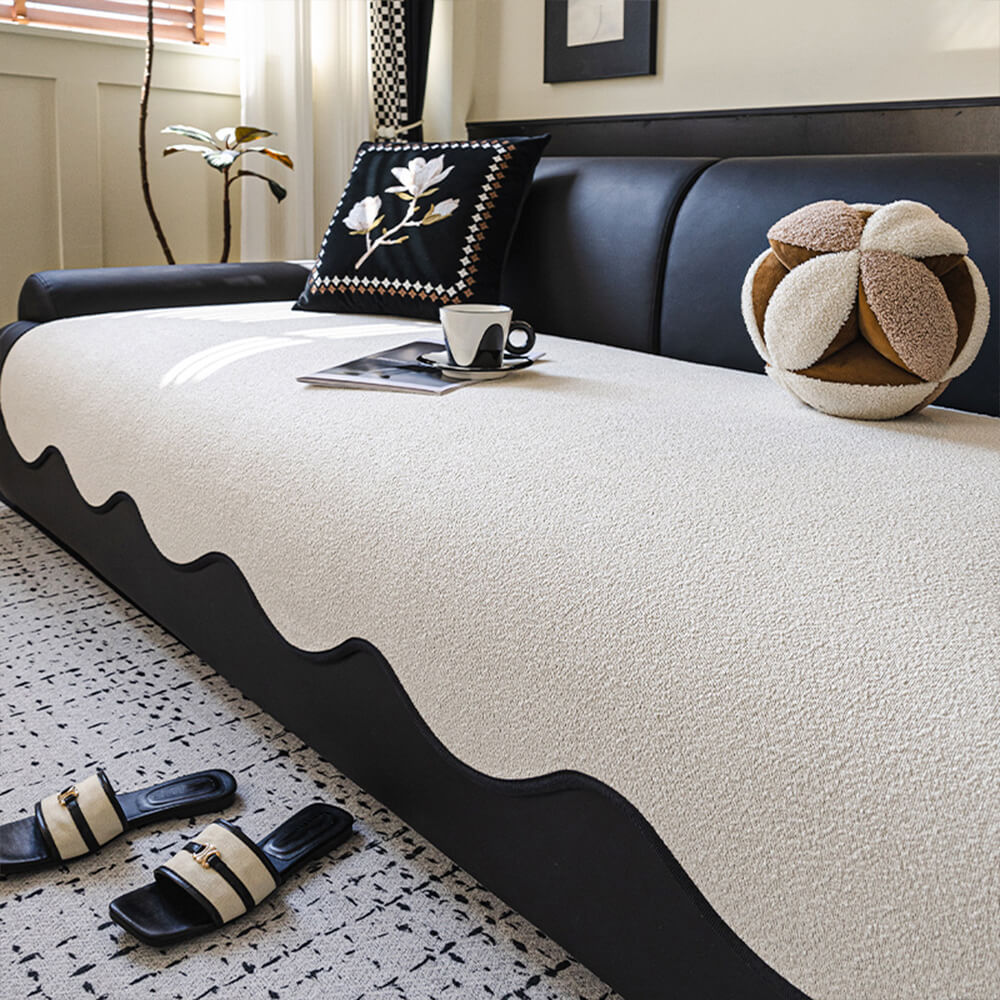 Waterproof Teddy Fleece Non-Slip Straight Sofa Cover