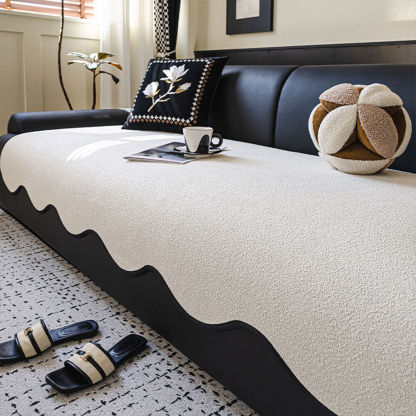Waterproof Teddy Fleece Non-Slip Straight Sofa Cover