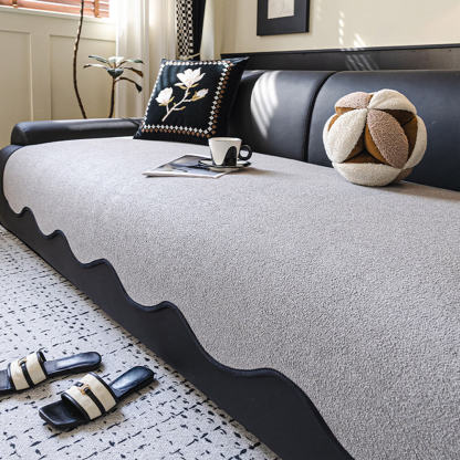 Waterproof Teddy Fleece Non-Slip Straight Sofa Cover